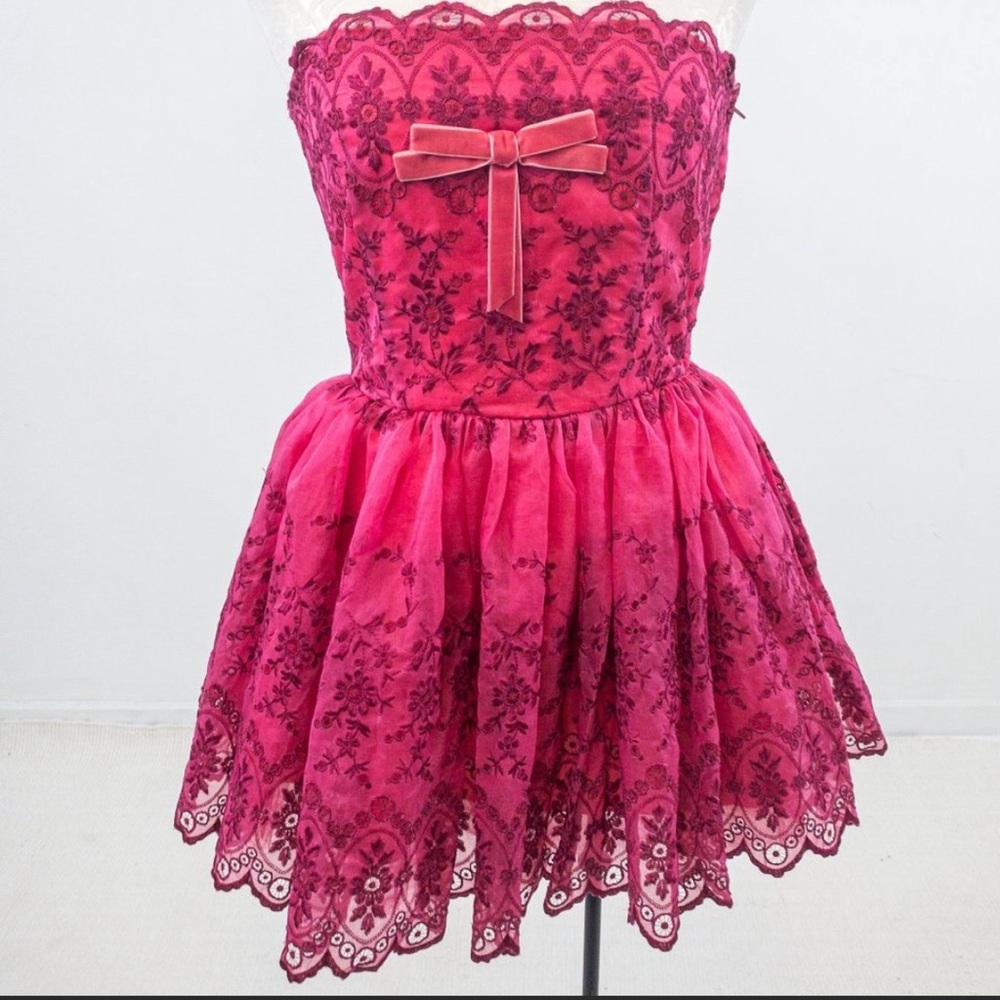 Betsey Johnson Silk Boho Princess Top Dress Pink - Picture 9 of 9
